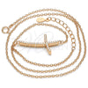 Sterling Silver Pendant Necklace, Cross Design, with White Cubic Zirconia, Polished, Rose Gold Finish, 04.336.0090.1.16 (01 MM Thickness, 16 Inches Length)