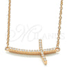 Sterling Silver Pendant Necklace, Cross Design, with White Cubic Zirconia, Polished, Rose Gold Finish, 04.336.0090.1.16 (01 MM Thickness, 16 Inches Length)