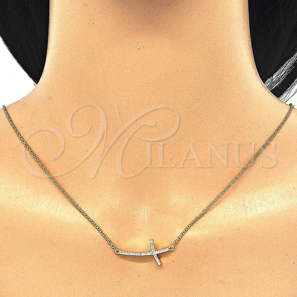 Sterling Silver Necklace — Pendant Necklace Cross Design with White Cubic Zirconia — alternate product view — SKU 125781 | Plata 925 collar — Pendant Necklace cruz diseño with blanco Cubic Zirconia — SKU 125781