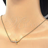 Sterling Silver Pendant Necklace, Cross Design, with White Cubic Zirconia, Polished, Golden Finish, 04.336.0090.2.16 (01 MM Thickness, 16 Inches Length)