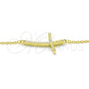 Sterling Silver Pendant Necklace, Cross Design, with White Cubic Zirconia, Polished, Golden Finish, 04.336.0090.2.16 (01 MM Thickness, 16 Inches Length)