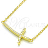 Sterling Silver Pendant Necklace, Cross Design, with White Cubic Zirconia, Polished, Golden Finish, 04.336.0090.2.16 (01 MM Thickness, 16 Inches Length)