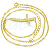 Sterling Silver Pendant Necklace, Cross Design, with White Cubic Zirconia, Polished, Golden Finish, 04.336.0090.2.16 (01 MM Thickness, 16 Inches Length)