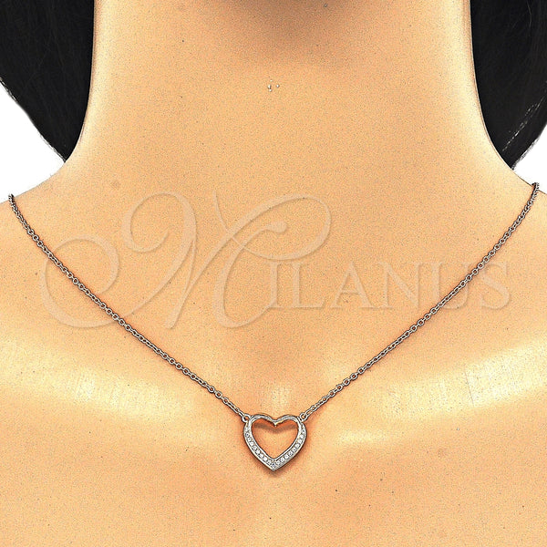 Sterling Silver Necklace — Pendant Necklace Heart Design with White Cubic Zirconia — alternate product view — SKU 125783 | Plata 925 collar — Pendant Necklace corazón diseño with blanco Cubic Zirconia — SKU 125783