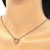 Sterling Silver Pendant Necklace, Heart Design, with White Cubic Zirconia, Polished, Rose Gold Finish, 04.336.0091.1.16 (02 MM Thickness, 16 Inches Length)