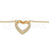 Sterling Silver Pendant Necklace, Heart Design, with White Cubic Zirconia, Polished, Rose Gold Finish, 04.336.0091.1.16 (02 MM Thickness, 16 Inches Length)