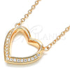 Sterling Silver Pendant Necklace, Heart Design, with White Cubic Zirconia, Polished, Rose Gold Finish, 04.336.0091.1.16 (02 MM Thickness, 16 Inches Length)