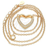 Sterling Silver Pendant Necklace, Heart Design, with White Cubic Zirconia, Polished, Rose Gold Finish, 04.336.0091.1.16 (02 MM Thickness, 16 Inches Length)