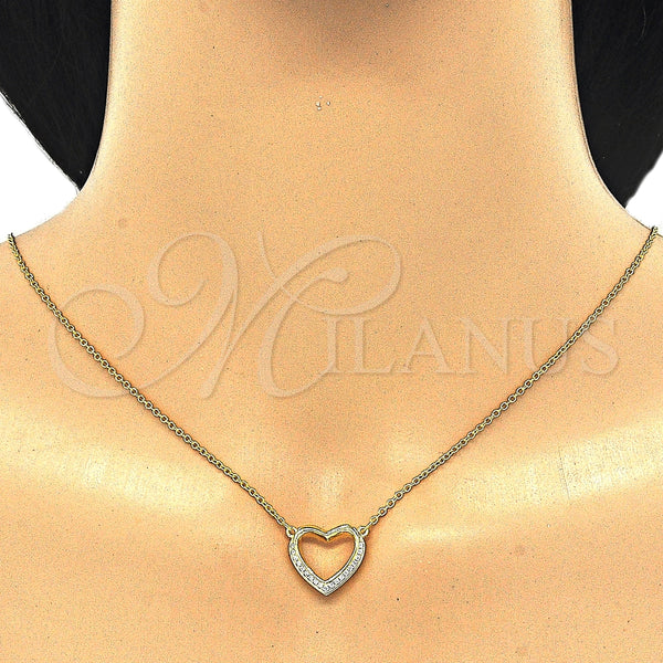 Sterling Silver Necklace — Pendant Necklace Heart Design with White Cubic Zirconia — alternate product view — SKU 125784 | Plata 925 collar — Pendant Necklace corazón diseño with blanco Cubic Zirconia — SKU 125784