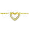 Sterling Silver Pendant Necklace, Heart Design, with White Cubic Zirconia, Polished, Golden Finish, 04.336.0091.2.16 (02 MM Thickness, 16 Inches Length)