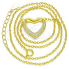 Sterling Silver Pendant Necklace, Heart Design, with White Cubic Zirconia, Polished, Golden Finish, 04.336.0091.2.16 (02 MM Thickness, 16 Inches Length)