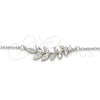 Sterling Silver Pendant Necklace, Leaf Design, with White Cubic Zirconia, Polished, Rhodium Finish, 04.336.0092.16 (01 MM Thickness, 16 Inches Length)