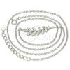 Sterling Silver Pendant Necklace, Leaf Design, with White Cubic Zirconia, Polished, Rhodium Finish, 04.336.0092.16 (01 MM Thickness, 16 Inches Length)