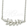 Sterling Silver Pendant Necklace, Leaf Design, with White Cubic Zirconia, Polished, Rhodium Finish, 04.336.0092.16 (01 MM Thickness, 16 Inches Length)