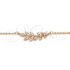 Sterling Silver Pendant Necklace, Leaf Design, with White Cubic Zirconia, Polished, Rose Gold Finish, 04.336.0092.1.16 (01 MM Thickness, 16 Inches Length)