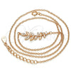 Sterling Silver Pendant Necklace, Leaf Design, with White Cubic Zirconia, Polished, Rose Gold Finish, 04.336.0092.1.16 (01 MM Thickness, 16 Inches Length)