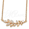 Sterling Silver Pendant Necklace, Leaf Design, with White Cubic Zirconia, Polished, Rose Gold Finish, 04.336.0092.1.16 (01 MM Thickness, 16 Inches Length)