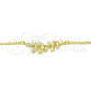 Sterling Silver Pendant Necklace, Leaf Design, with White Cubic Zirconia, Polished, Golden Finish, 04.336.0092.2.16 (01 MM Thickness, 16 Inches Length)