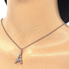 Sterling Silver Pendant Necklace, Eiffel Tower Design, with White Cubic Zirconia, Polished, Rose Gold Finish, 04.336.0093.1.16 (02 MM Thickness, 16 Inches Length)