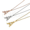 Sterling Silver Pendant Necklace, Eiffel Tower Design, with White Cubic Zirconia, Polished, Golden Finish, 04.336.0093.2.16 (01 MM Thickness, 16 Inches Length)
