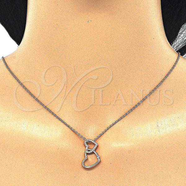 Sterling Silver Necklace — Pendant Necklace Heart Design with White Cubic Zirconia — alternate product view — SKU 125792 | Plata 925 collar — Pendant Necklace corazón diseño with blanco Cubic Zirconia — SKU 125792