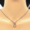 Sterling Silver Pendant Necklace, Heart Design, with White Cubic Zirconia, Polished, Rose Gold Finish, 04.336.0094.1.16 (01 MM Thickness, 16 Inches Length)