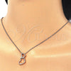 Sterling Silver Pendant Necklace, Heart Design, with White Cubic Zirconia, Polished, Rose Gold Finish, 04.336.0094.1.16 (01 MM Thickness, 16 Inches Length)