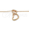 Sterling Silver Pendant Necklace, Heart Design, with White Cubic Zirconia, Polished, Rose Gold Finish, 04.336.0094.1.16 (01 MM Thickness, 16 Inches Length)