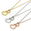 Sterling Silver Pendant Necklace, Heart Design, with White Cubic Zirconia, Polished, Rose Gold Finish, 04.336.0094.1.16 (01 MM Thickness, 16 Inches Length)