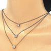 Sterling Silver Pendant Necklace, with White Cubic Zirconia, Polished, Tricolor, 04.336.0095.16 (02 MM Thickness, 16 Inches Length)