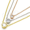 Sterling Silver Pendant Necklace, with White Cubic Zirconia, Polished, Tricolor, 04.336.0095.16 (02 MM Thickness, 16 Inches Length)