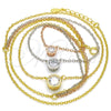 Sterling Silver Pendant Necklace, with White Cubic Zirconia, Polished, Tricolor, 04.336.0095.16 (02 MM Thickness, 16 Inches Length)