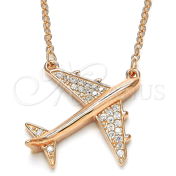 Sterling Silver Necklace — Pendant Necklace with White Micro Pave Polished Rose — main product view — SKU 125795 | Plata 925 collar — Pendant Necklace with blanco Micro Pave pulido Rose — SKU 125795