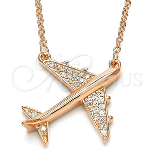 Sterling Silver Necklace — Pendant Necklace with White Micro Pave Polished Rose — main product view — SKU 125795 | Plata 925 collar — Pendant Necklace with blanco Micro Pave pulido Rose — SKU 125795