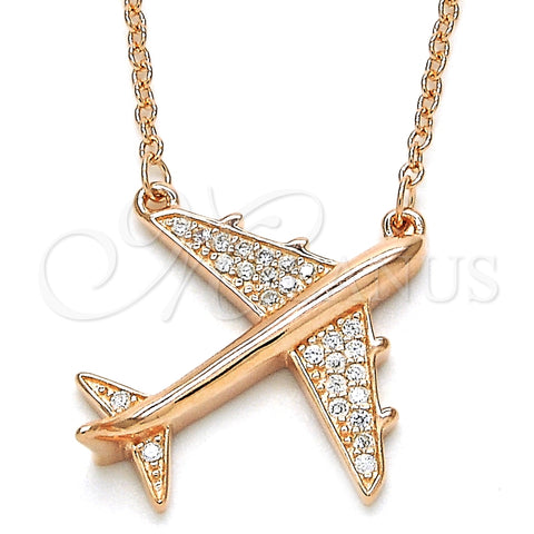 Sterling Silver Pendant Necklace, with White Micro Pave, Polished, Rose Gold Finish, 04.336.0051.1.16 (02 MM Thickness, 16 Inches Length)
