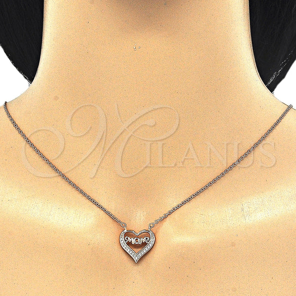 Sterling Silver Necklace — Pendant Necklace Heart and Mom Design with White — alternate product view — SKU 125798 | Plata 925 collar — Pendant Necklace corazón and Mom diseño with blanco — SKU 125798