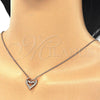 Sterling Silver Pendant Necklace, Heart and Mom Design, with White Cubic Zirconia, Polished, Rose Gold Finish, 04.336.0096.1.16 (02 MM Thickness, 16 Inches Length)