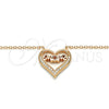 Sterling Silver Pendant Necklace, Heart and Mom Design, with White Cubic Zirconia, Polished, Rose Gold Finish, 04.336.0096.1.16 (02 MM Thickness, 16 Inches Length)