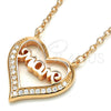 Sterling Silver Pendant Necklace, Heart and Mom Design, with White Cubic Zirconia, Polished, Rose Gold Finish, 04.336.0096.1.16 (02 MM Thickness, 16 Inches Length)
