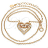Sterling Silver Pendant Necklace, Heart and Mom Design, with White Cubic Zirconia, Polished, Rose Gold Finish, 04.336.0096.1.16 (02 MM Thickness, 16 Inches Length)