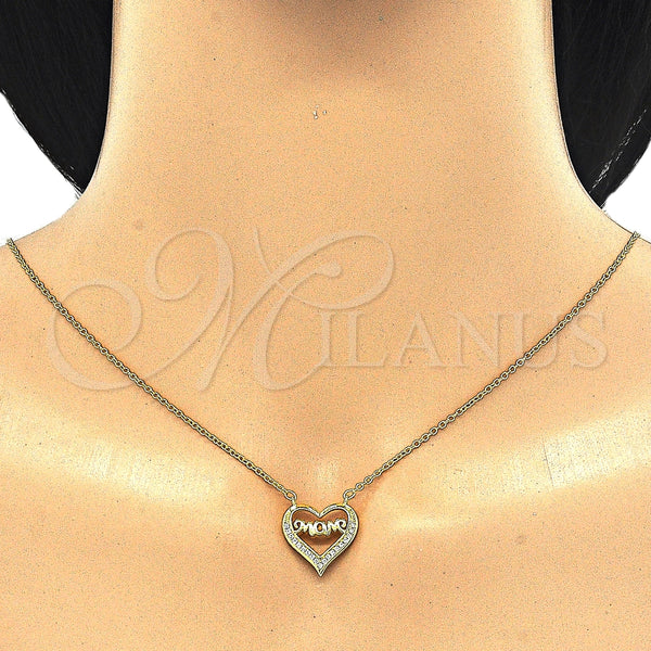 Sterling Silver Necklace — Pendant Necklace Heart and Mom Design with White — alternate product view — SKU 125799 | Plata 925 collar — Pendant Necklace corazón and Mom diseño with blanco — SKU 125799