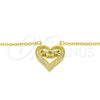Sterling Silver Pendant Necklace, Heart and Mom Design, with White Cubic Zirconia, Polished, Golden Finish, 04.336.0096.2.16 (02 MM Thickness, 16 Inches Length)