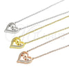 Sterling Silver Pendant Necklace, Heart and Mom Design, with White Cubic Zirconia, Polished, Golden Finish, 04.336.0096.2.16 (02 MM Thickness, 16 Inches Length)
