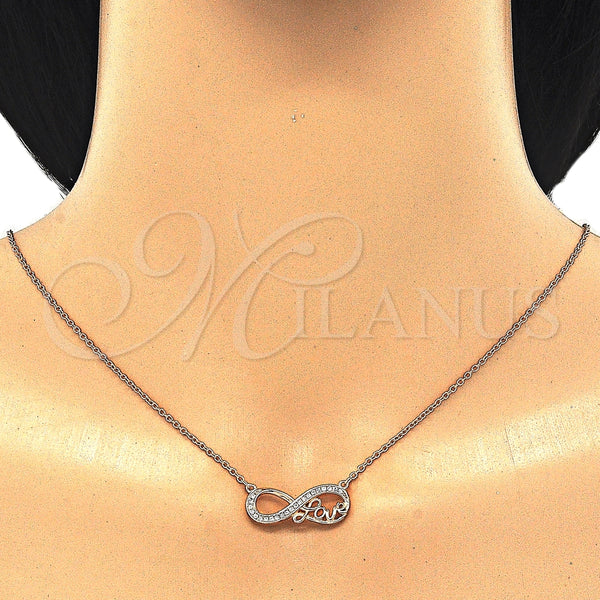 Sterling Silver Necklace — Pendant Necklace Infinite and Love Design with White — alternate product view — SKU 125801 | Plata 925 collar — Pendant Necklace Infinite and Love diseño with blanco — SKU 125801