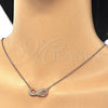 Sterling Silver Pendant Necklace, Infinite and Love Design, with White Cubic Zirconia, Polished, Rose Gold Finish, 04.336.0097.1.16 (02 MM Thickness, 16 Inches Length)