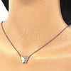 Sterling Silver Pendant Necklace, Butterfly Design, with White Micro Pave, Polished, Rose Gold Finish, 04.336.0098.1.16 (01 MM Thickness, 16 Inches Length)
