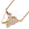 Sterling Silver Pendant Necklace, Butterfly Design, with White Micro Pave, Polished, Rose Gold Finish, 04.336.0098.1.16 (01 MM Thickness, 16 Inches Length)