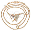 Sterling Silver Pendant Necklace, Butterfly Design, with White Micro Pave, Polished, Rose Gold Finish, 04.336.0098.1.16 (01 MM Thickness, 16 Inches Length)