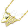 Sterling Silver Pendant Necklace, Butterfly Design, with White Micro Pave, Polished, Golden Finish, 04.336.0098.2.16 (01 MM Thickness, 16 Inches Length)