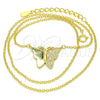Sterling Silver Pendant Necklace, Butterfly Design, with White Micro Pave, Polished, Golden Finish, 04.336.0098.2.16 (01 MM Thickness, 16 Inches Length)